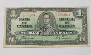 1937 One Dollar Bank of Canada Un Dollar Note - Picture 1 of 2