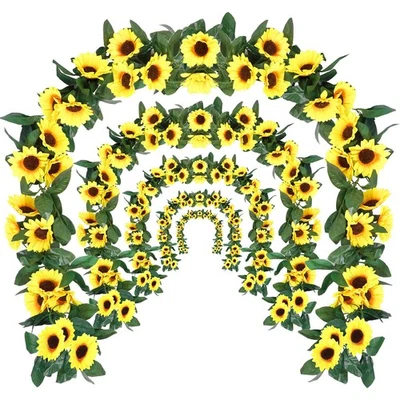 24 piezas guirnalda de girasol artificial decoración 7,5 pies por pieza seda colgante girasol... Foto 1 de 4