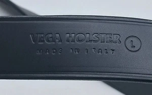 Vega Holster Italie cuir noir ceinture pistolet boucle laiton taille L 48" - Photo 1/6