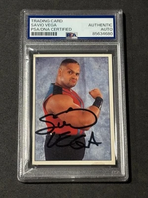JUEGO DE PEGATINAS SAVIO VEGA 1995 PANINI WWF TARJETA AUTOGRAFIADA FIRMADA PSA/DNA Foto 1 de 2