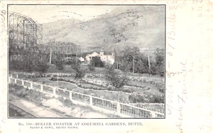 1907 Roller Coaster at Columbia Gardens Butte MT post card Amusement Park - Picture 1 of 2