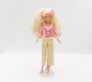 Pink And White Top Shirt Pants Heels Outfit Fits A Barbie Doll - Picture 1 of 14