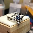 Fairy Moon Round Cut Lab Created Alexandrite Diamond Ring 14k White Gold Plated