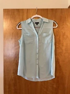 Talbots Nantucket Sleeveless Top Shirt Mint Sheer Button Up Petite Medium MP - Picture 1 of 10