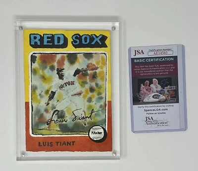 2021 Topps Spotlight Original Painting LUIS TIANT 1/1 Andy Friedman Signed JSA - Image 1 of 4