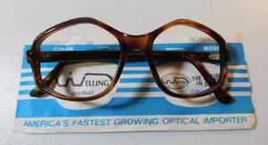 Vintage WELLING Sunrise Deluxe Amber 50/19 Eyeglass Frame New Old Stock #272 - Picture 1 of 6