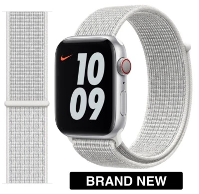 Genuine Apple Watch Nike Sport Loop SUMMIT WHITE Reflective 42mm 41mm 40mm NEW - Image 1 of 4