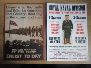 WW1 recruiting posters Royal Navy and British Army, a great gift, A4. - Picture 1 of 5
