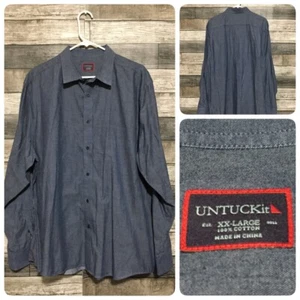 Untuckit Chambray Button Up Hemd Herren XXL Blau 100% Baumwolle - Bild 1 von 8