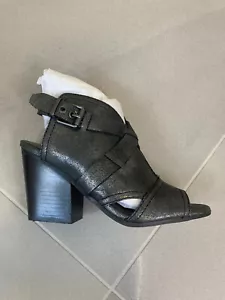 Sandalo Lucca Lane Analise tacco impilato metallo nero scarpe donna NUOVO - Foto 1 di 6