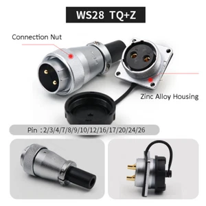 WS28 2-26Pin Waterproof Aviation Connector Plug & Square Socket - Select Pin - Picture 1 of 44