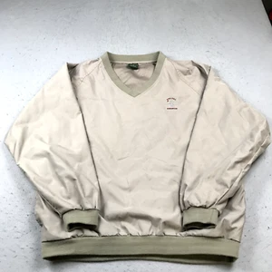 VINTAGE Golf Jacket Mens Medium Brown Cog Hill Dubsdread V Neck Windbreaker 90s - Picture 1 of 10