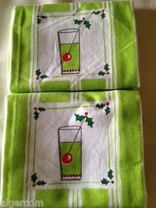 Christmas Holiday TOM COLLINS Set of 2 Cotton TEA TOWELS Gift NEW - Picture 1 of 2