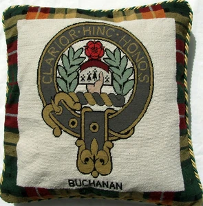 Buchanan Tartan Cushion Cover Needlepoint Tapestry Scotland Clan Handmade - Picture 1 of 2