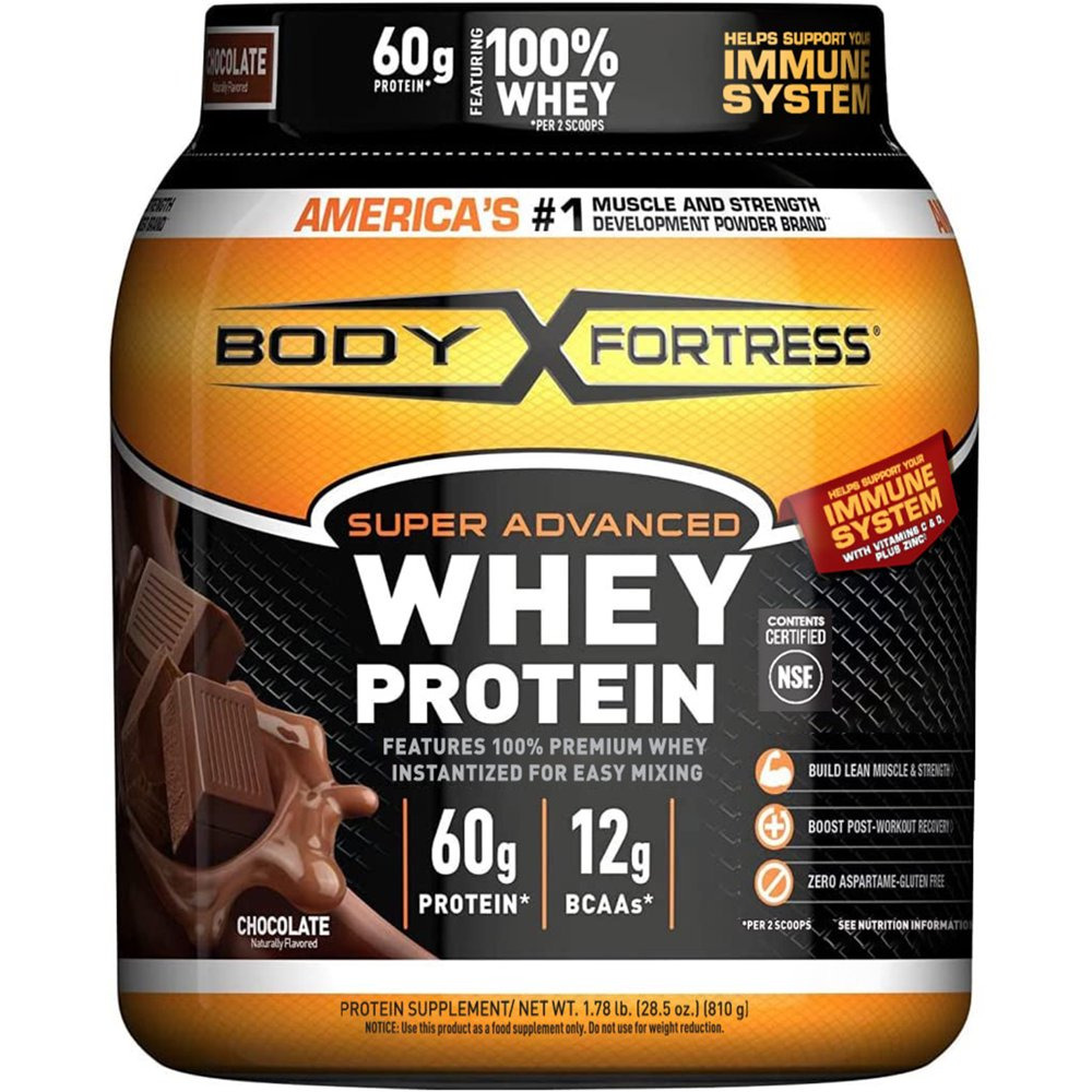Body Fortress Super Advanced Whey Protein Powder, Chocolate, 1.78 lb