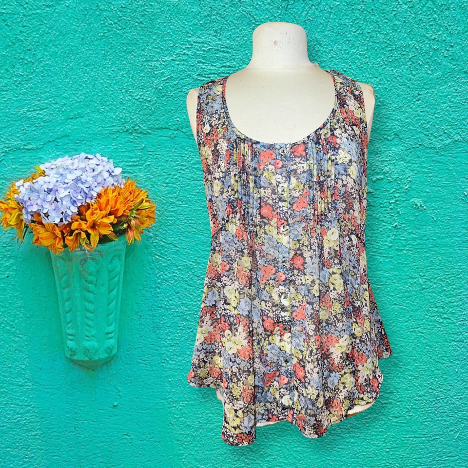 Verano Transparente Top Floral Multicolor Negocios Informal Noche Noche Blusa  Foto 1 de 1
