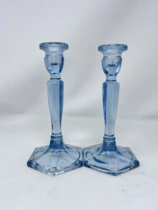 Fenton hellblau Florentiner Glas Kerzenständer #449 8 1/2" (Paar - 2) - Bild 1 von 6