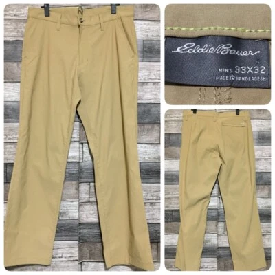 Eddie Bauer Hiking Tech Pants Men’s 33x32 Tan Straight Leg Stretch Lightweight - Image 1 of 4