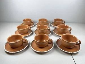 DANSK Mesa Terracotta 18 Piece Set - 9 Cups & 9 Saucers EUC - Picture 1 of 16