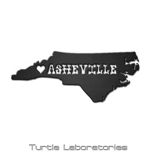 Asheville North Carolina Love Metal Art Sculpture State Outline AVL WNC - Picture 1 of 1