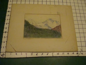 original Zeichnung: INTERLARKEN signiert denke ich, mit Passepartout, Ecke ab  - Bild 1 von 5