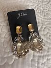 J.Crew earrings crystal chandelier drop costume statement white yellow gold