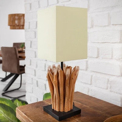 Design Tischleuchte EUPHORIA 45cm beige Treibholz Handarbeit Nachttischlampe - Bild 1 von 4