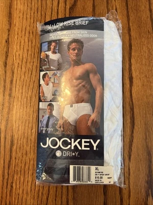 VTG NOS Jockey Vintage Brief 1 Mens XL Y Front 2003 WHITE Low Rise Dri Y - HTF - Image 1 of 4