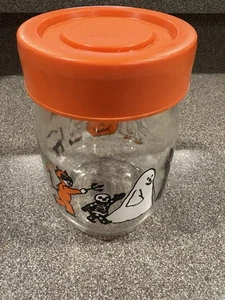 Vintage Carlton Glas Halloween Bonbonglas Kürbis Trick Leckereien 1L Orange - Bild 1 von 6