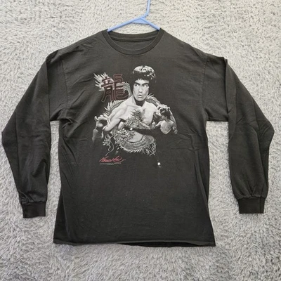 Camiseta BRUCE LEE Manga Larga Enter the Dragon Artes Marciales Hombres Grande Negra Foto 1 de 4