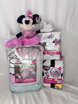 Juego de 6 piezas de edredón doble, sábana, manta y felpa Minnie Mouse Disney Nuevo en paquete Foto 1 de 4