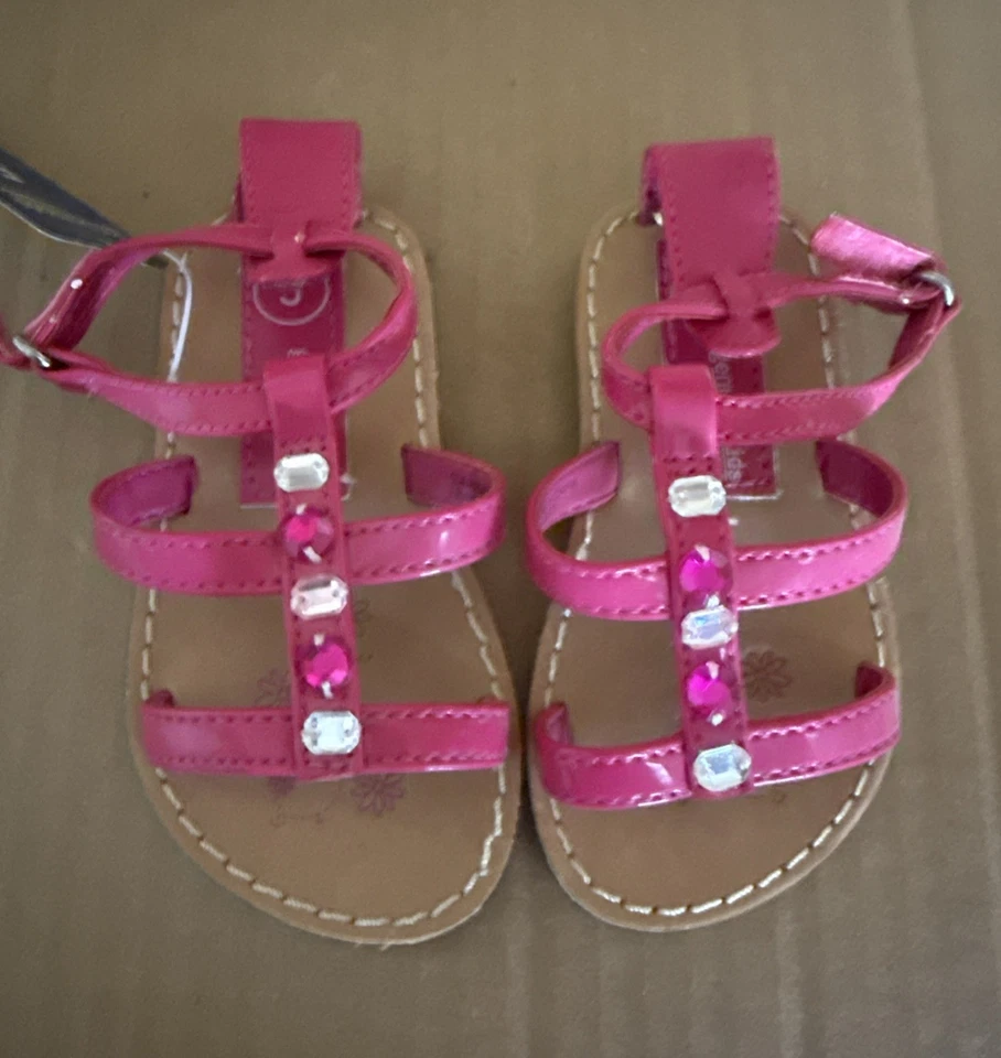 Sandalias de correa para niñas pequeñas rosa caliente talla 5 niños genuinos por Oshkosh Foto 1 de 4