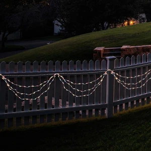 Northlight 100-Count Red Blue Clear July 4th Mini Swag Lights - 6 ft White Wire - Picture 1 of 7