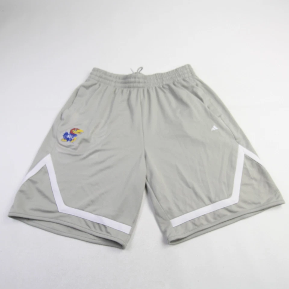 Kansas Jayhawks adidas Aeroready Practice Shorts Men's Gray/White Used - Image 1 of 1