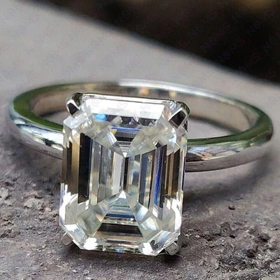 2.00CT Emerald Cut Engagement Ring Simulated Diamond Ring 14k White Gold - Image 1 of 4