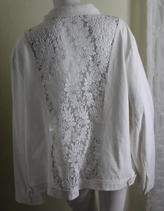 NWT Erin London Sz 3X WHITE Cotton Twill Lace Cut-Away Amazing Blazer Jacket - Picture 1 of 7