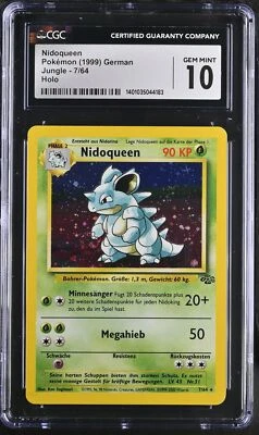CGC 10 GEM MINT Nidoqueen Jungle German 7/64 Holo Rare SWIRL Pokemon Card - Image 1 of 2