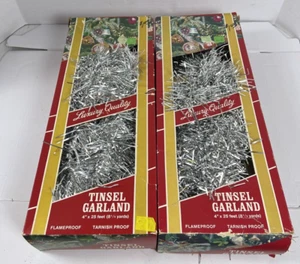 2 PKS Luxury Quality Tinsel Christmas Garland Silver West Germany Approx 50’ Vtg - Picture 1 of 7