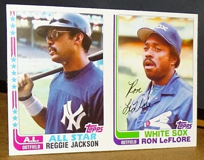 2 uncut 1982 Topps Cards REGGIE JACKSON All Star & Ron LeFlore - Image 1 of 2