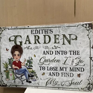 METAL SIGN 18''X12'' EDITH'S GARDEN INTO THE GARDEN TO LOSE MY MIND FIND MY SOUL - Picture 1 of 1