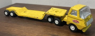 Vintage Tonka 1970's Mini Semi Truck Cab & Lowboy Flatbed Trailer - Image 1 of 4