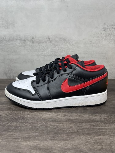 Scarpe basse Air Jordan 1 bambino 5 5 anni nero rosso punta bianca Nike retrò 553560 063