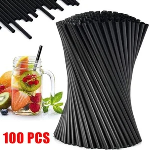 Schwarz Kunststoff rohre 210x6mm Cocktail Strohhalme Neu Einweg-Strohhalme - Picture 1 of 9