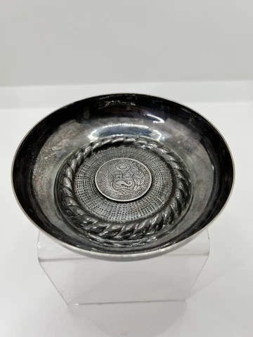 1907 PERU COIN  HEAVY STERLING SILVER 925 ONE SOL BOWL PLATA F VALDERRAMA Cover