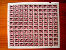 KENYA WILDLIFE Issue 1966-71 of 70c value CHALK-SURFACED SHEET of 100 MNH.