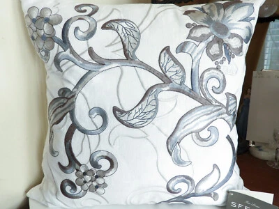 Sferra MYLES Square Decorative Embroidered Pillow 100% Linen 18 x 18" - NEW! - Image 1 of 2