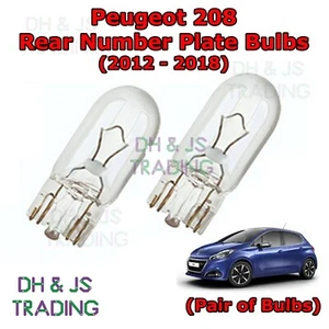 For Peugeot 208 Rear Number Plate Bulbs Reg Plate Bulb Pair Light Lights (12-18) - Picture 1 of 1