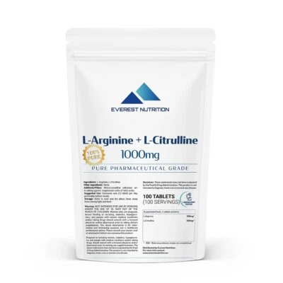 L-Arginin + L-Citrullin 1000 mg Tabletten – Training, Durchblutung, Muskelaufbau - Bild 1 von 4
