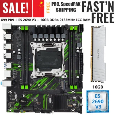 X99 PR9 Motherboard LGA 2011-3 + Xeon E5 2690 V3 16GB DDR4 2133MHz SATA NVMe M.2 - Image 1 of 4