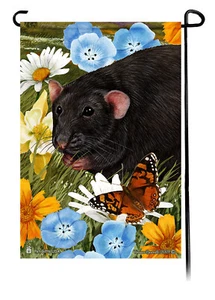 Bandera de jardín flores de verano - rata negra - Imagen 1 de 1